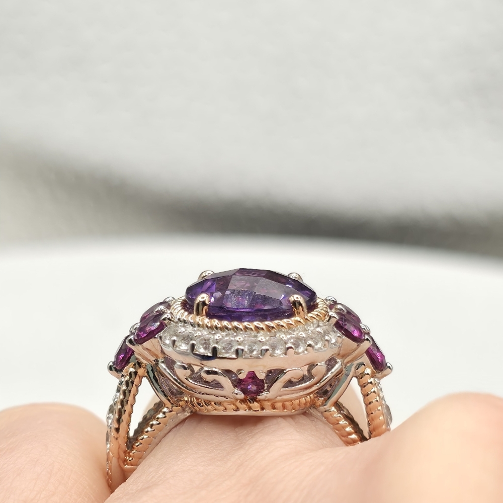Glorious Victoria Wieck  African Amethyst And Rhodolite Garnet Ring - Picture 8 of 10